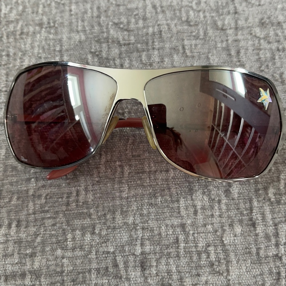 Dior Silver Frame Sunglasses with Brown Lenses